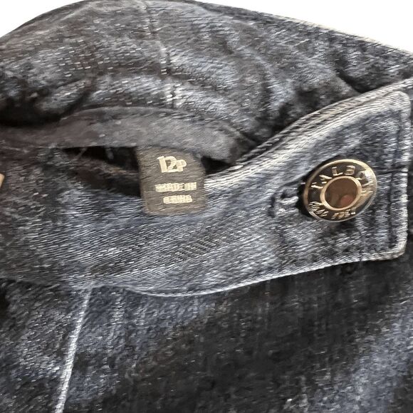 Talbots Womens Capri Jeans 12P Dark Wash Button Waist - Picture 3 of 4